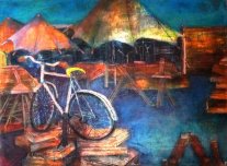 <i>La Bicicletta come Vecchio Amore</i> - Olio su tela del 1954 - cm.56,5x76 (cod. MB5416)