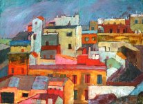 <i>Trastevere</i> - Olio su tela del 1953 - cm.54x73 (cod. RM5304)